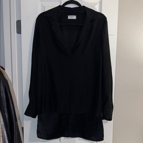 Frame 100% Charmeuse Silk Black Blouse - Picture 1 of 6